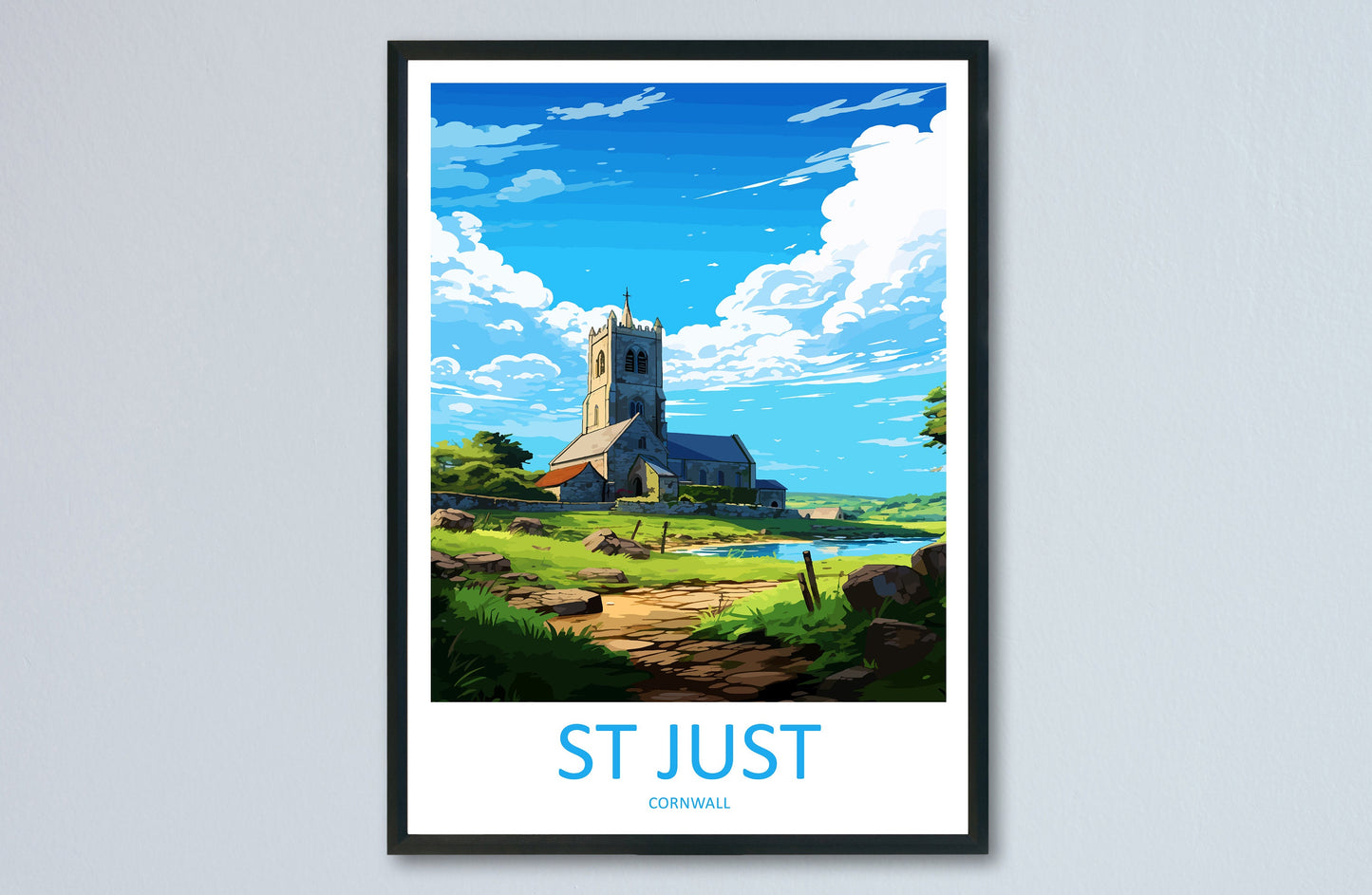 St Just Travel Print Wall Art St Just Wall Hanging Home Décor St Just Gift Art Lovers Cornwall Art Lover Gift