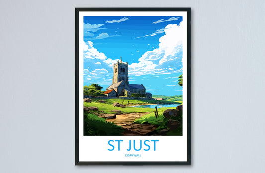 St Just Travel Print Wall Art St Just Wall Hanging Home Décor St Just Gift Art Lovers Cornwall Art Lover Gift