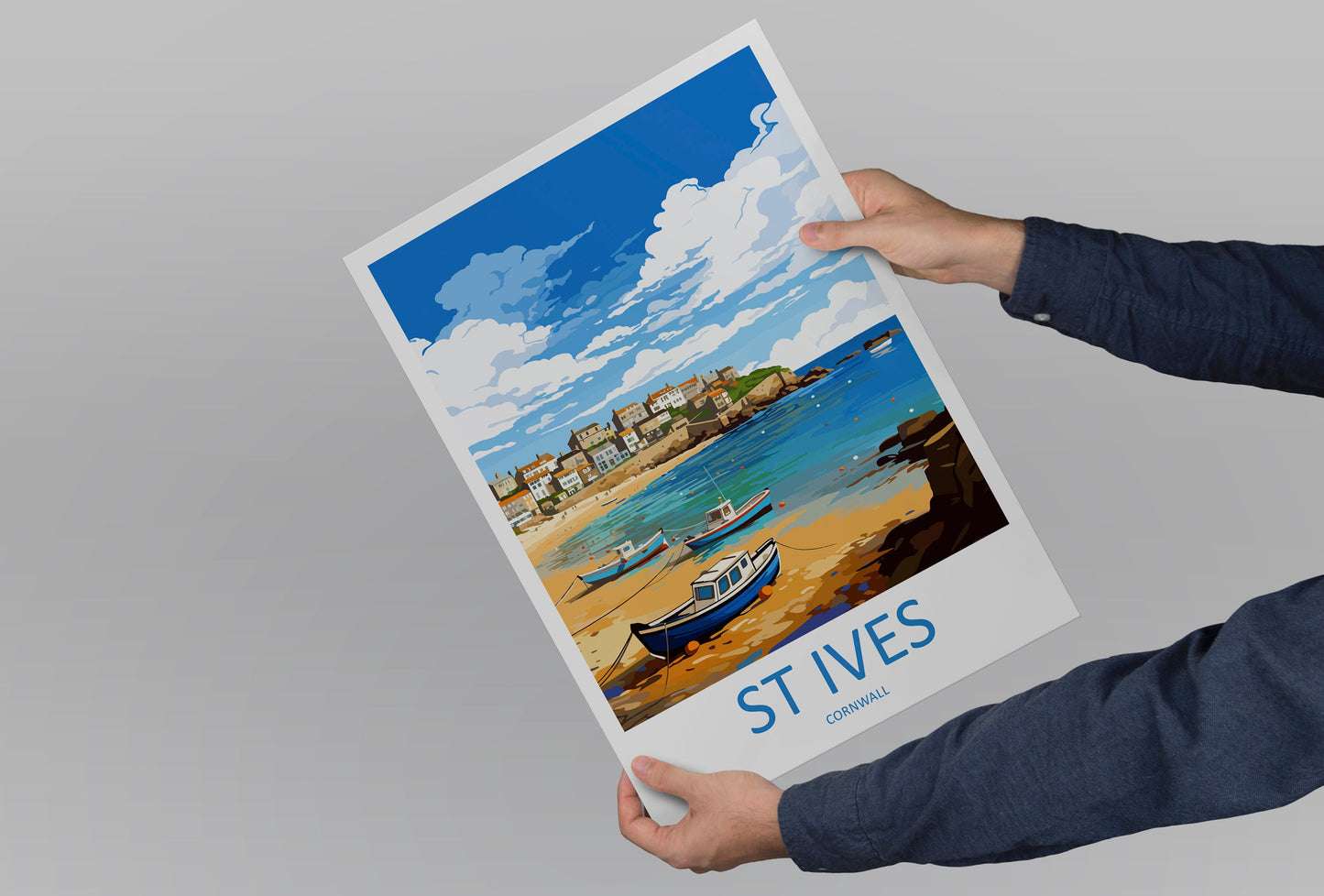 St Ives Travel Print Wall Art St Ives Wall Hanging Home Décor St Ives Gift Art Lovers Cornwall Art Lover Gift