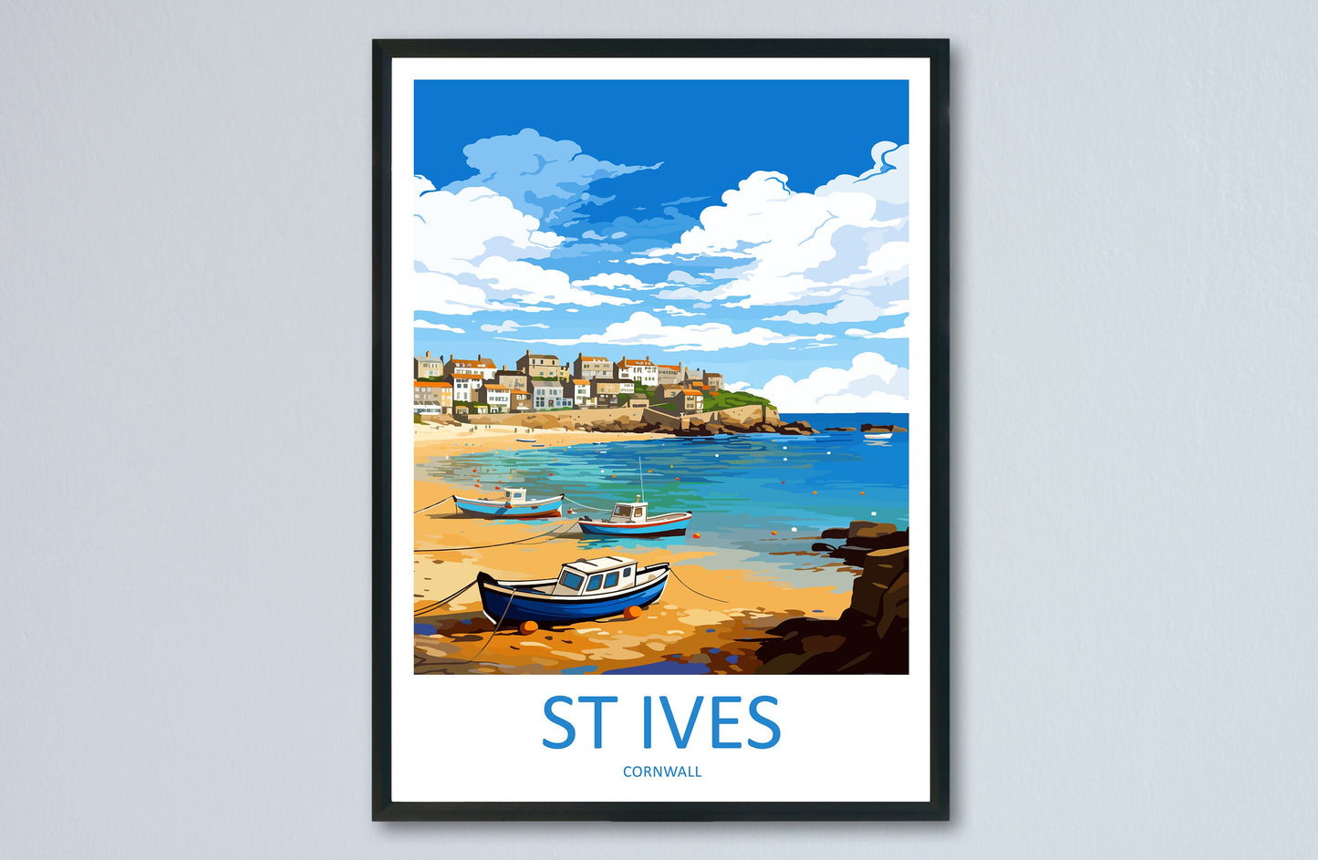St Ives Travel Print Wall Art St Ives Wall Hanging Home Décor St Ives Gift Art Lovers Cornwall Art Lover Gift