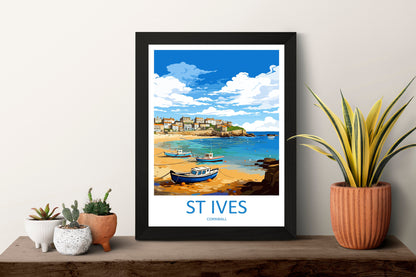 St Ives Travel Print Wall Art St Ives Wall Hanging Home Décor St Ives Gift Art Lovers Cornwall Art Lover Gift