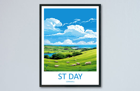 St Day Travel Print Wall Art St Day Wall Hanging Home Décor St Day Gift Art Lovers Cornwall Art Lover Gift