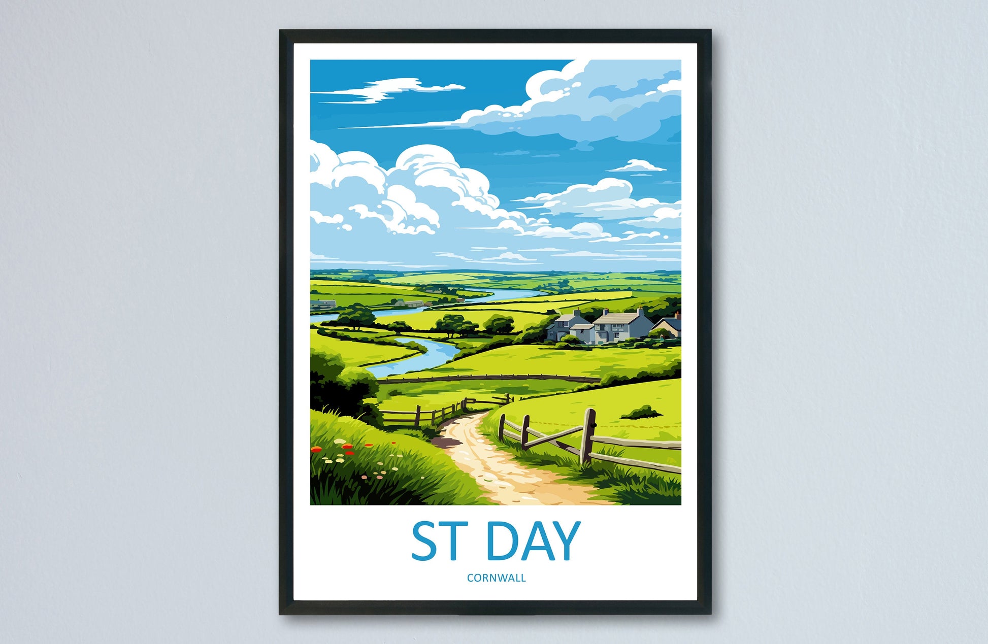 St Day Travel Print Wall Art St Day Wall Hanging Home Décor St Day Gift Art Lovers Cornwall Art Lover Gift