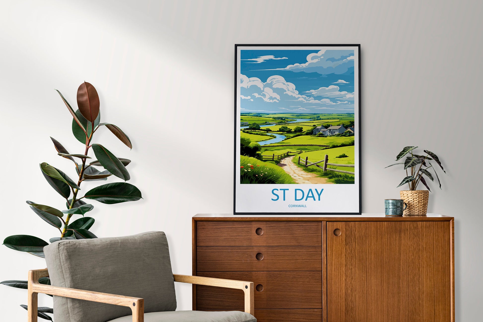 St Day Travel Print Wall Art St Day Wall Hanging Home Décor St Day Gift Art Lovers Cornwall Art Lover Gift