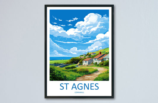 St Agnes Travel Print Wall Art St Agnes Wall Hanging Home Décor St Agnes Gift Art Lovers Cornwall Art Lover Gift