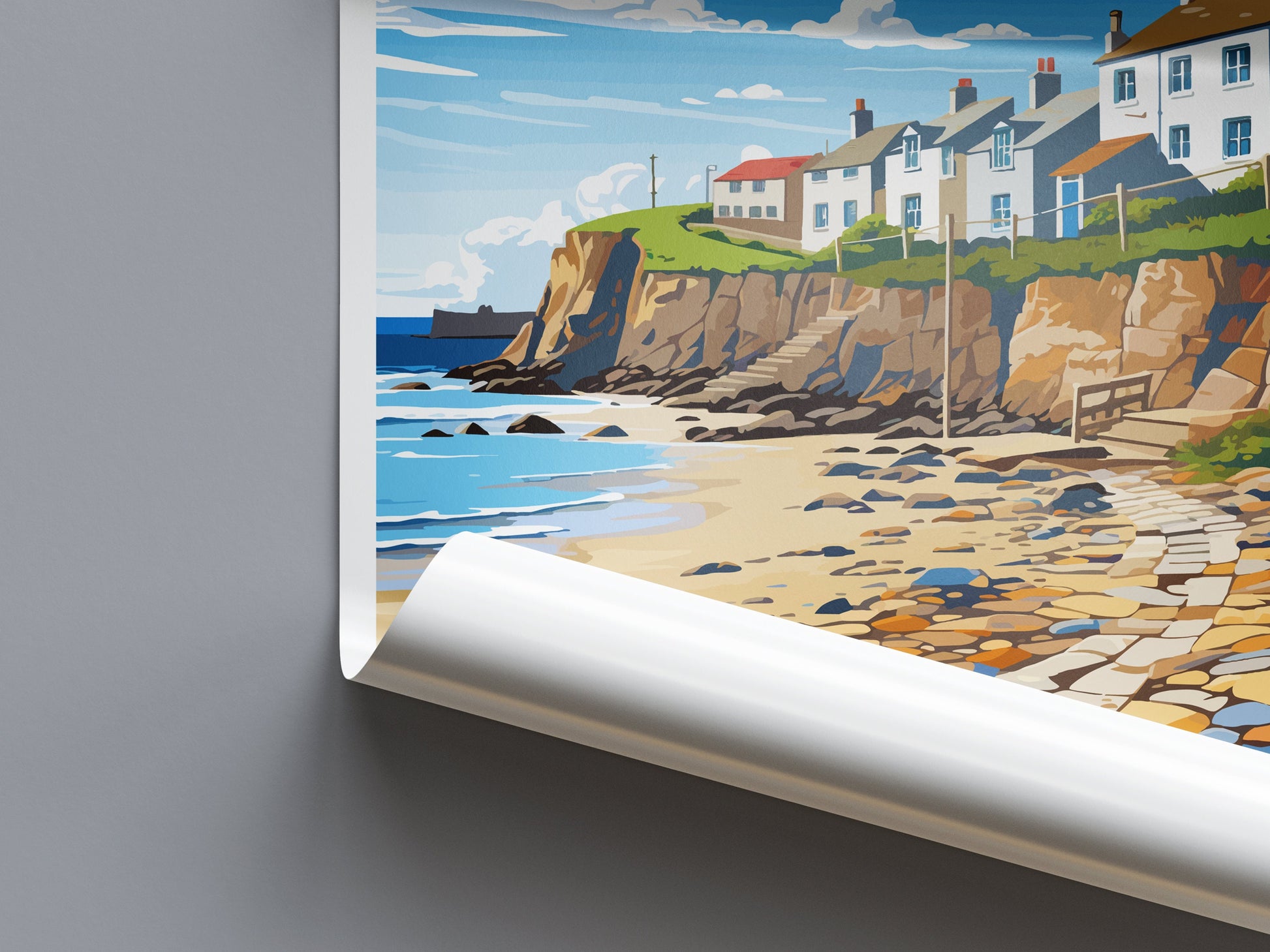 Rock Village Travel Print Wall Art Rock Village Wall Hanging Home Décor Rock Village Gift Art Lovers Cornwall Art