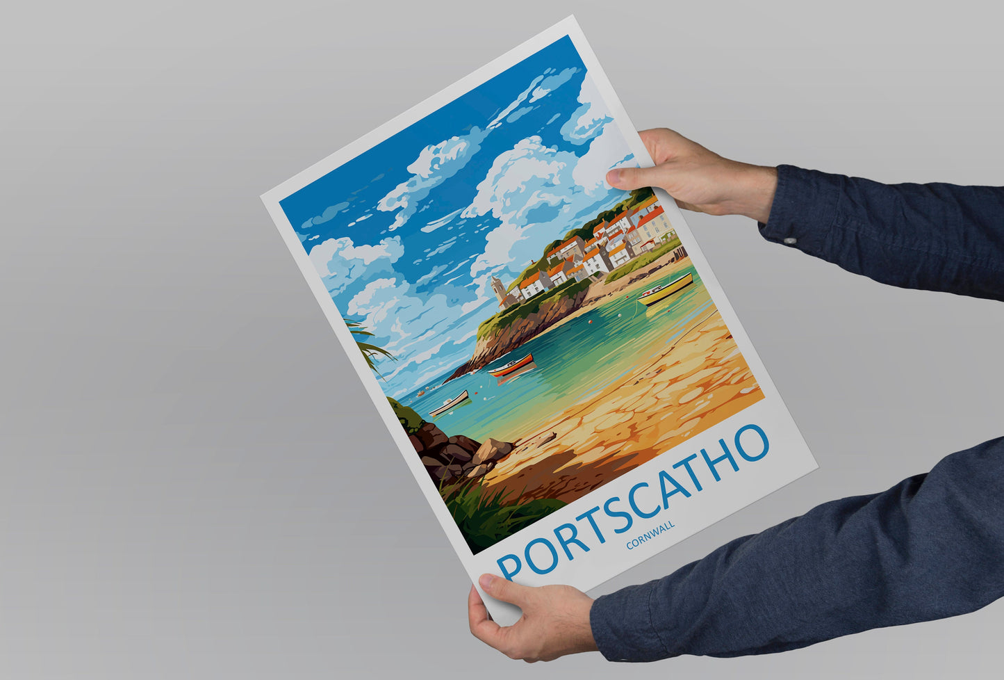 Portscatho Travel Print Wall Art Portscatho Wall Hanging Home Décor Portscatho Gift Art Lovers Cornwall Art