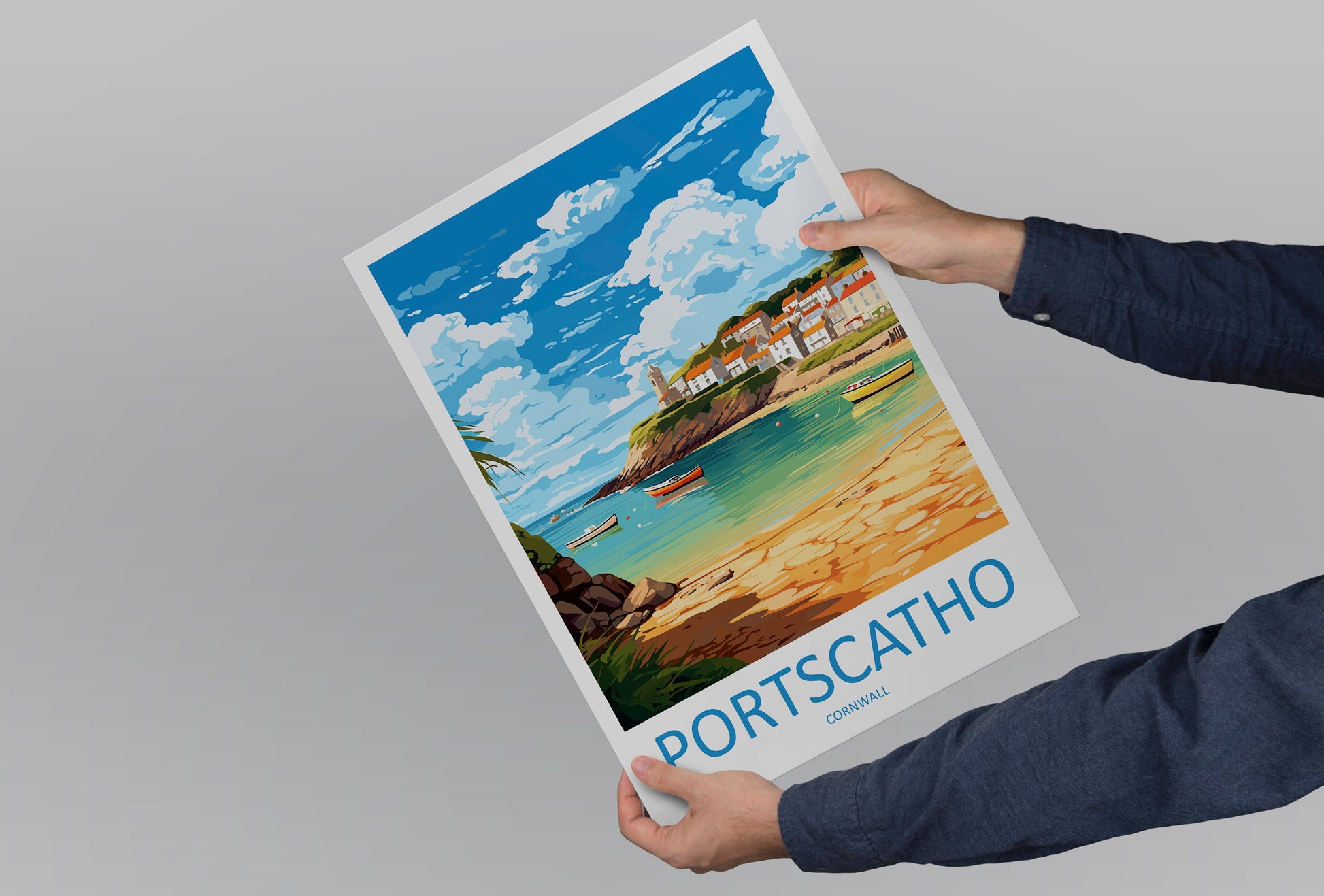 Portscatho Travel Print Wall Art Portscatho Wall Hanging Home Décor Portscatho Gift Art Lovers Cornwall Art