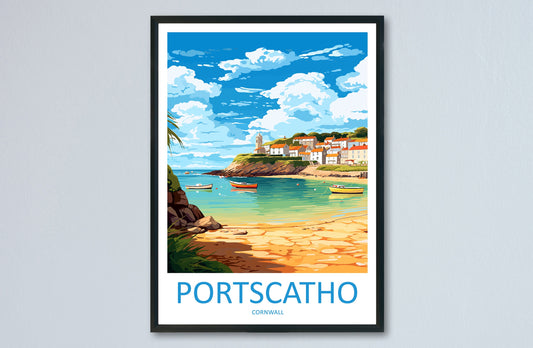 Portscatho Travel Print Wall Art Portscatho Wall Hanging Home Décor Portscatho Gift Art Lovers Cornwall Art