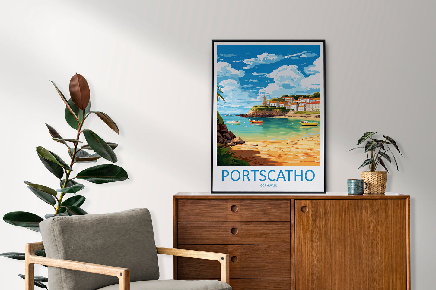 Portscatho Travel Print Wall Art Portscatho Wall Hanging Home Décor Portscatho Gift Art Lovers Cornwall Art