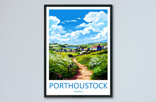 Porthoustock Travel Print Wall Art Porthoustock Wall Hanging Home Décor Porthoustock Gift Art Lovers Cornwall Art Porthoustock Wall Art