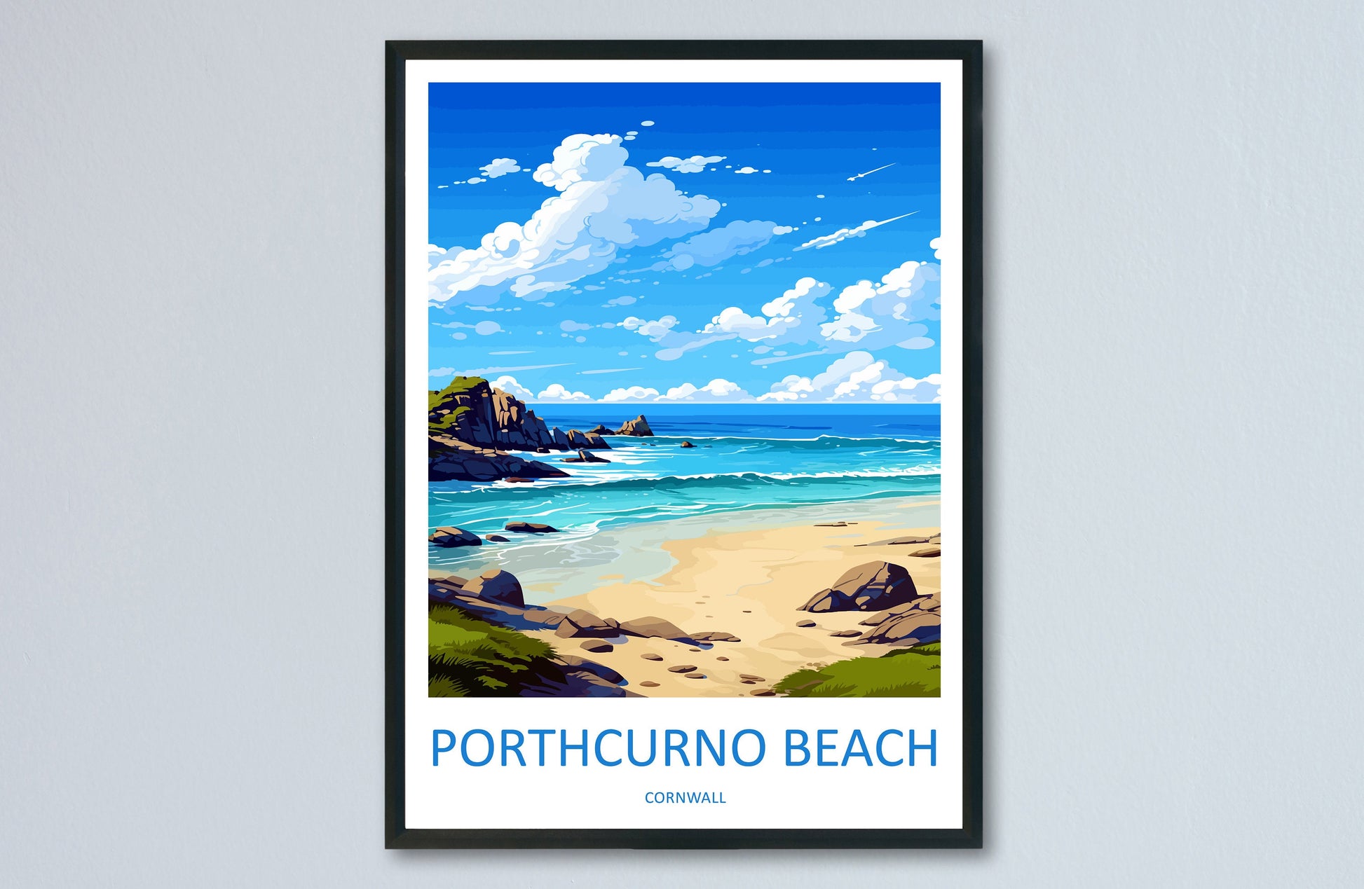 Porthcurno Beach Travel Print Wall Art Porthcurno Wall Hanging Home Décor Porthcurno Gift Art Lovers Cornwall Art Porthcurno Wall Art