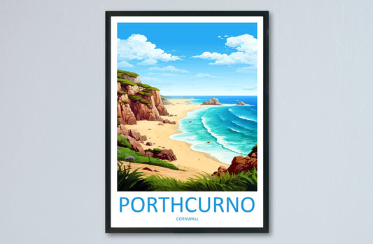 Porthcurno Beach Travel Print Wall Art Porthcurno Wall Hanging Home Décor Porthcurno Gift Art Lovers Cornwall Art Porthcurno Wall Art