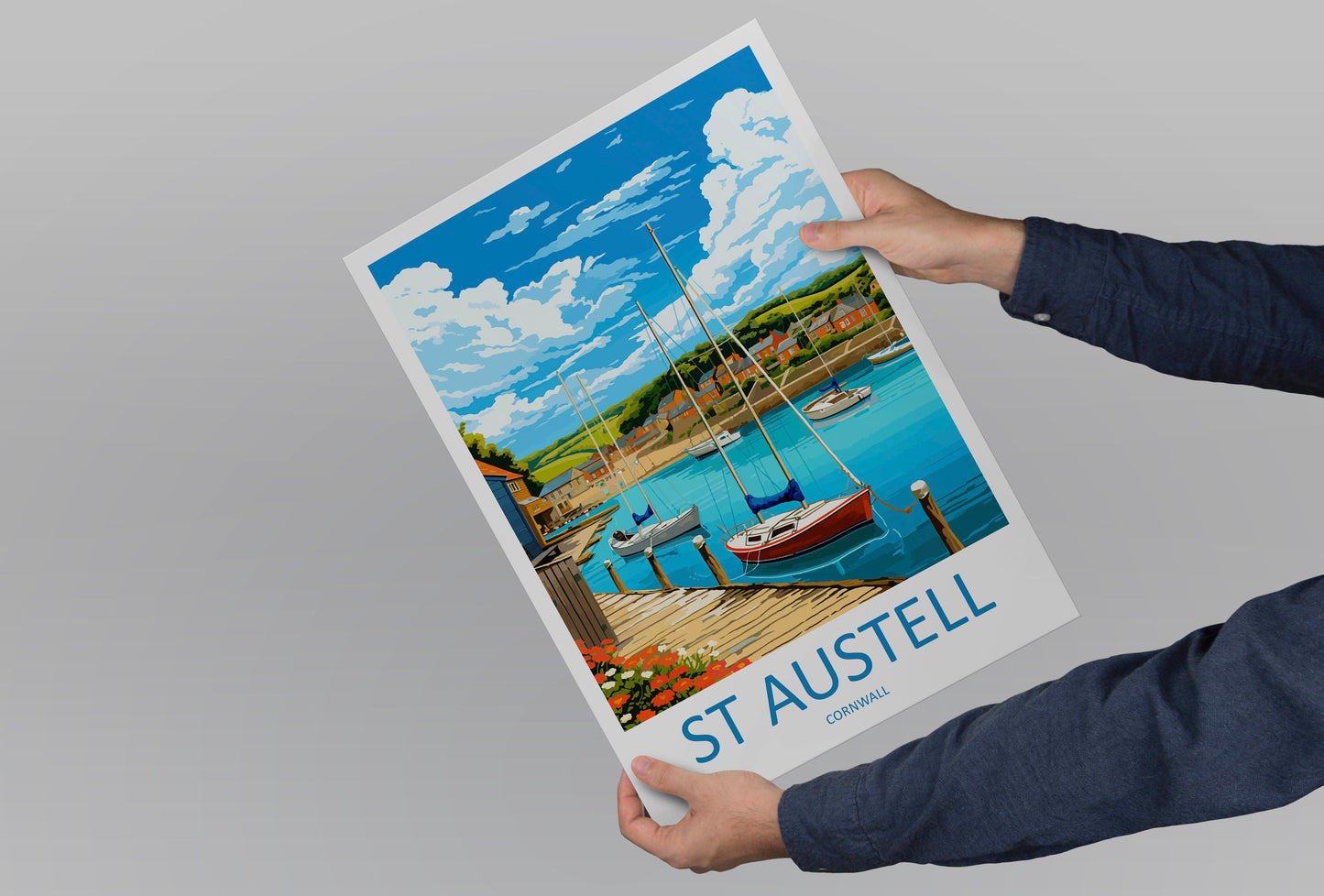 St Austell Travel Print Wall Art St Austell Wall Hanging Home Décor St Austell Gift Art Lovers Cornwall Art St Austell Wall Art