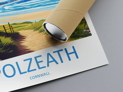 Polzeath Travel Print Wall Art Polzeath Wall Hanging Home Décor Polzeath Gift Art Lovers Cornwall Art Polzeath Wall Art Poster