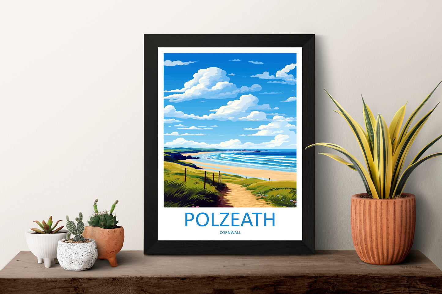 Polzeath Travel Print Wall Art Polzeath Wall Hanging Home Décor Polzeath Gift Art Lovers Cornwall Art Polzeath Wall Art Poster