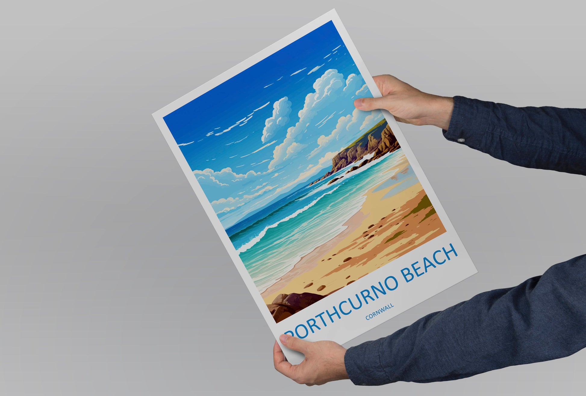 Porthcurno Beach Travel Print Wall Art Porthcurno Wall Hanging Home Décor Porthcurno Gift Art Lovers Cornwall Art Porthcurno Wall Art