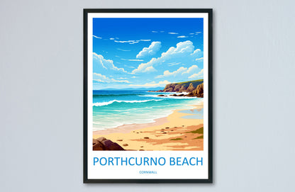 Porthcurno Beach Travel Print Wall Art Porthcurno Wall Hanging Home Décor Porthcurno Gift Art Lovers Cornwall Art Porthcurno Wall Art