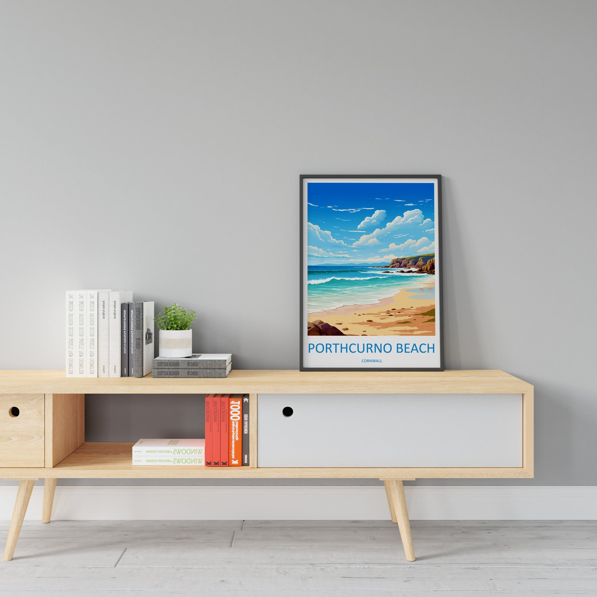 Porthcurno Beach Travel Print Wall Art Porthcurno Wall Hanging Home Décor Porthcurno Gift Art Lovers Cornwall Art Porthcurno Wall Art