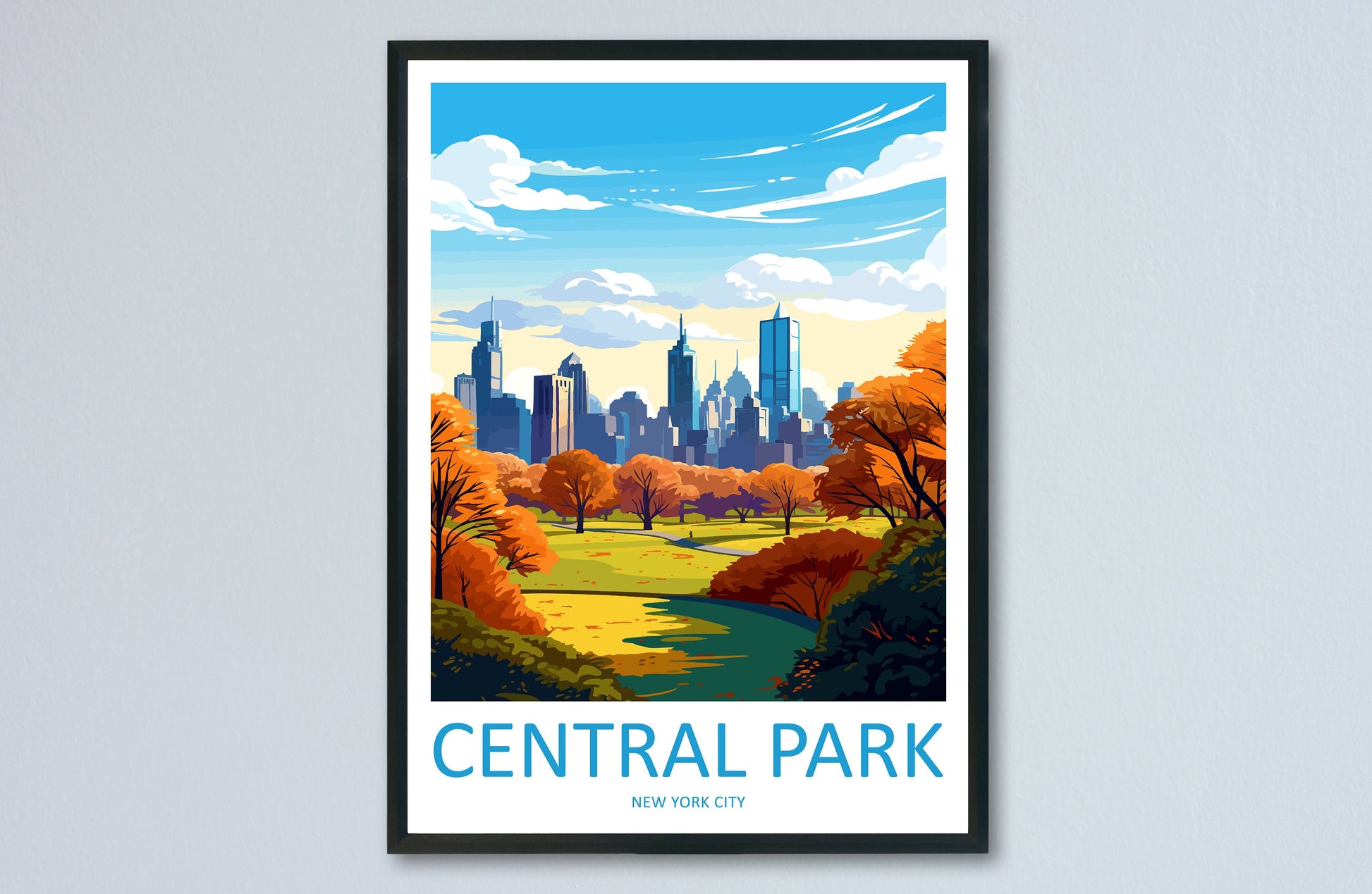Central Park Travel Print Wall Art Central Park Wall Hanging Home Décor Central Park Gift Art Lovers New York State Art Gift Lover Print