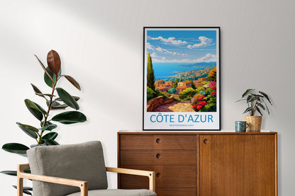Cote D'azur Travel Print Wall Art Cote D'azur Wall Hanging Home Decor Cote D'azur France Gift Art Lovers Wall Art Print Art Cote D'azur