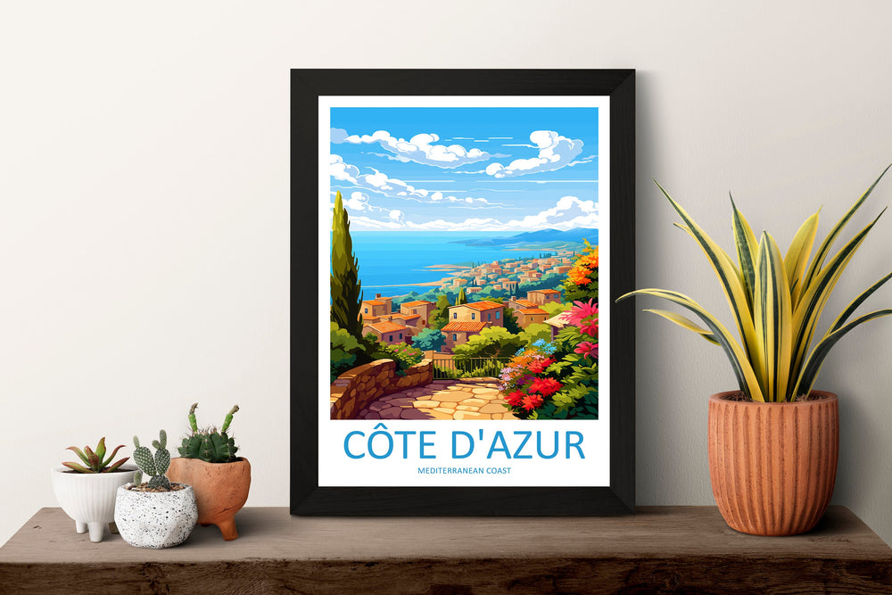 Cote D'azur Travel Print Wall Art Cote D'azur Wall Hanging Home Decor Cote D'azur France Gift Art Lovers Wall Art Print Art Cote D'azur