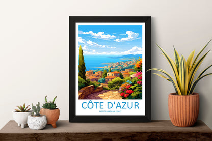 Cote D'azur Travel Print Wall Art Cote D'azur Wall Hanging Home Decor Cote D'azur France Gift Art Lovers Wall Art Print Art Cote D'azur