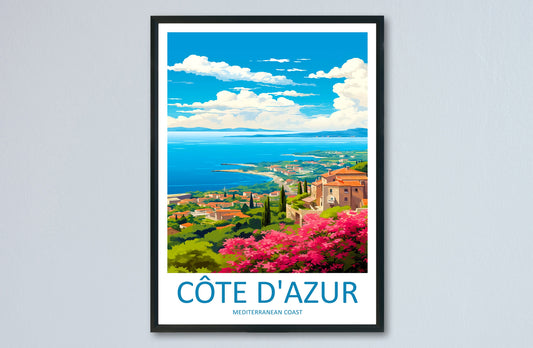 Cote D'azur Travel Print Wall Art Cote D'azur Wall Hanging Home Decor Cote D'azur France Gift Art Lovers Wall Art Print Art Cote D'azur