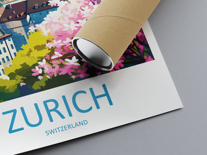 Zurich Travel Print Wall Art Zurich Wall Hanging Home Décor Zurich Gift Art Lovers Switzerland Art Lover Gift Zurich Travel Art
