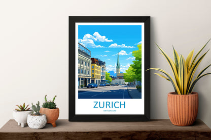 Zurich Travel Print Wall Art Zurich Wall Hanging Home Décor Zurich Gift Art Lovers Switzerland Art Lover Gift Zurich Travel Art