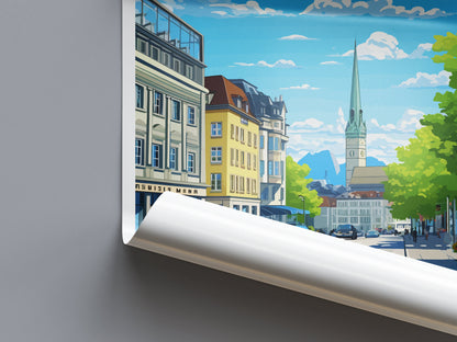 Zurich Travel Print Wall Art Zurich Wall Hanging Home Décor Zurich Gift Art Lovers Switzerland Art Lover Gift Zurich Travel Art