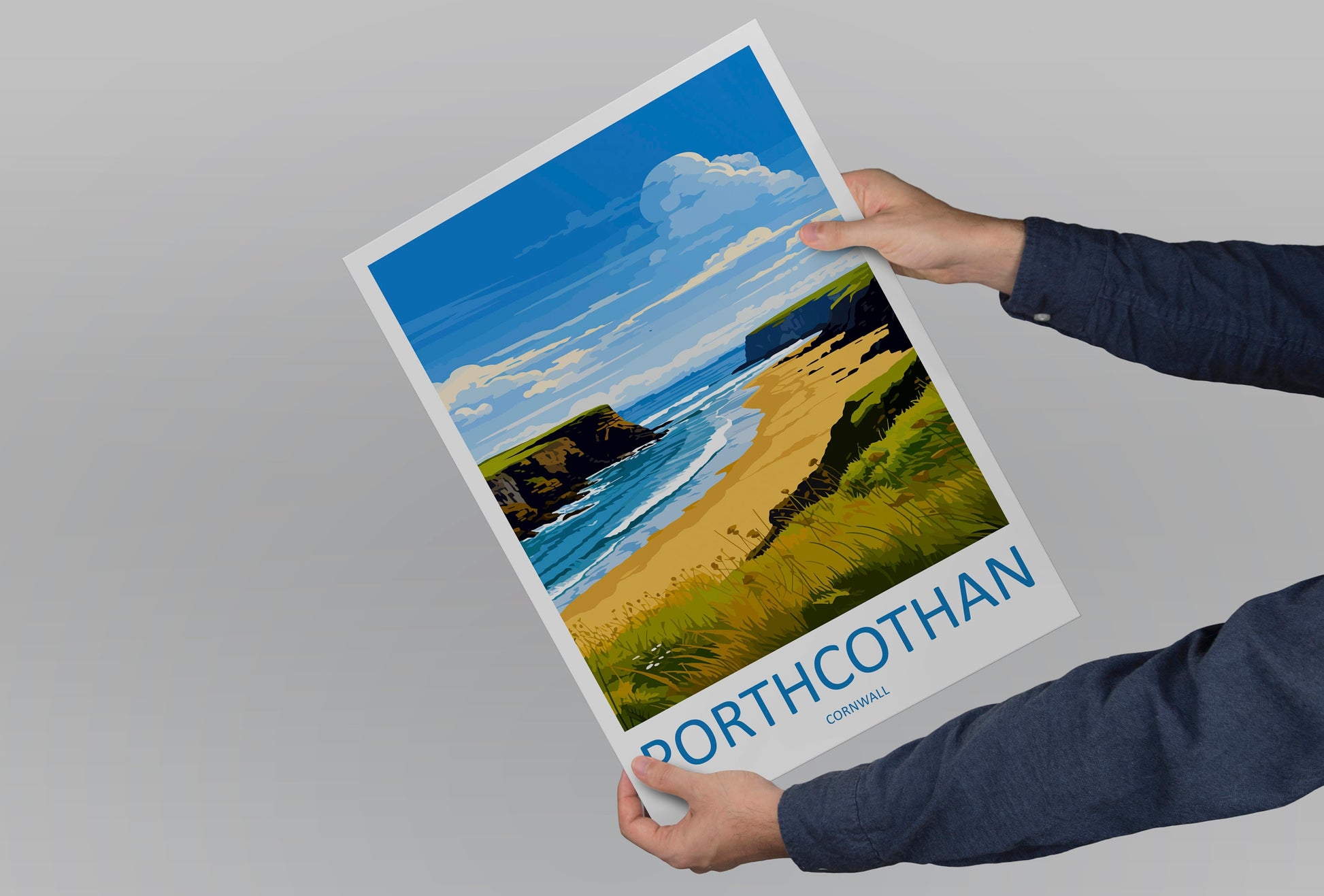 Porthcothan Travel Print Wall Art Porthcothan Wall Hanging Home Décor Porthcothan Gift Art Lovers Cornwall Art Porthcothan Gift