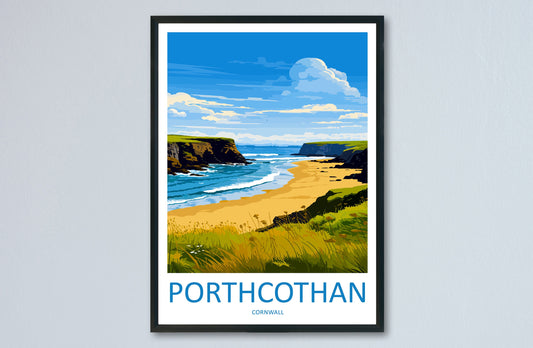 Porthcothan Travel Print Wall Art Porthcothan Wall Hanging Home Décor Porthcothan Gift Art Lovers Cornwall Art Porthcothan Gift