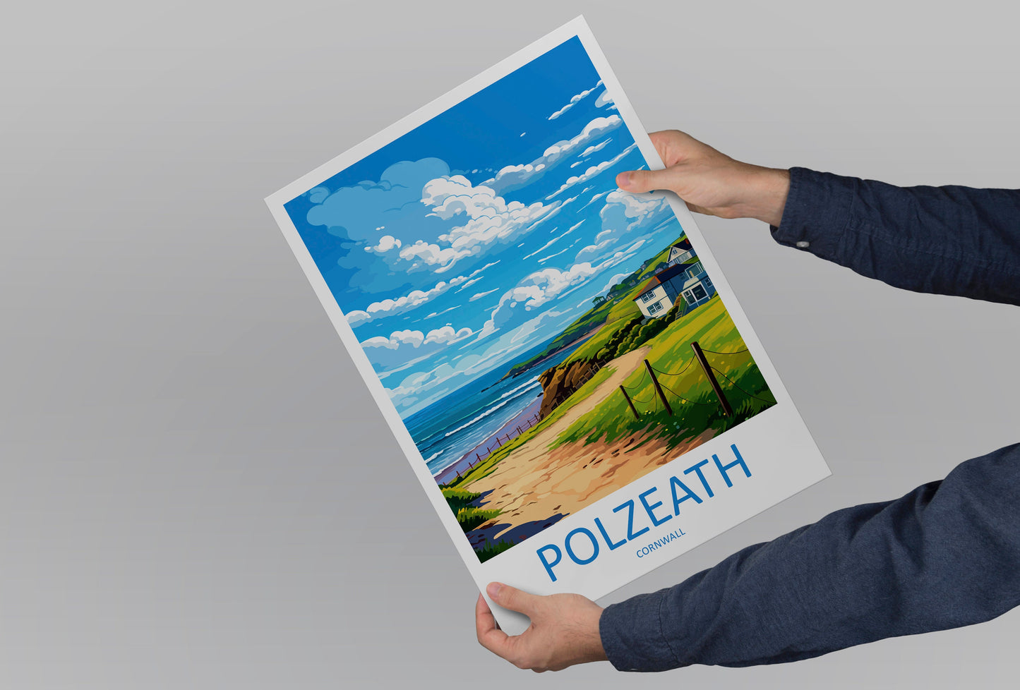 Polzeath Travel Print Wall Art Polzeath Wall Hanging Home Décor Polzeath Gift Art Lovers Cornwall Art Polzeath Gift