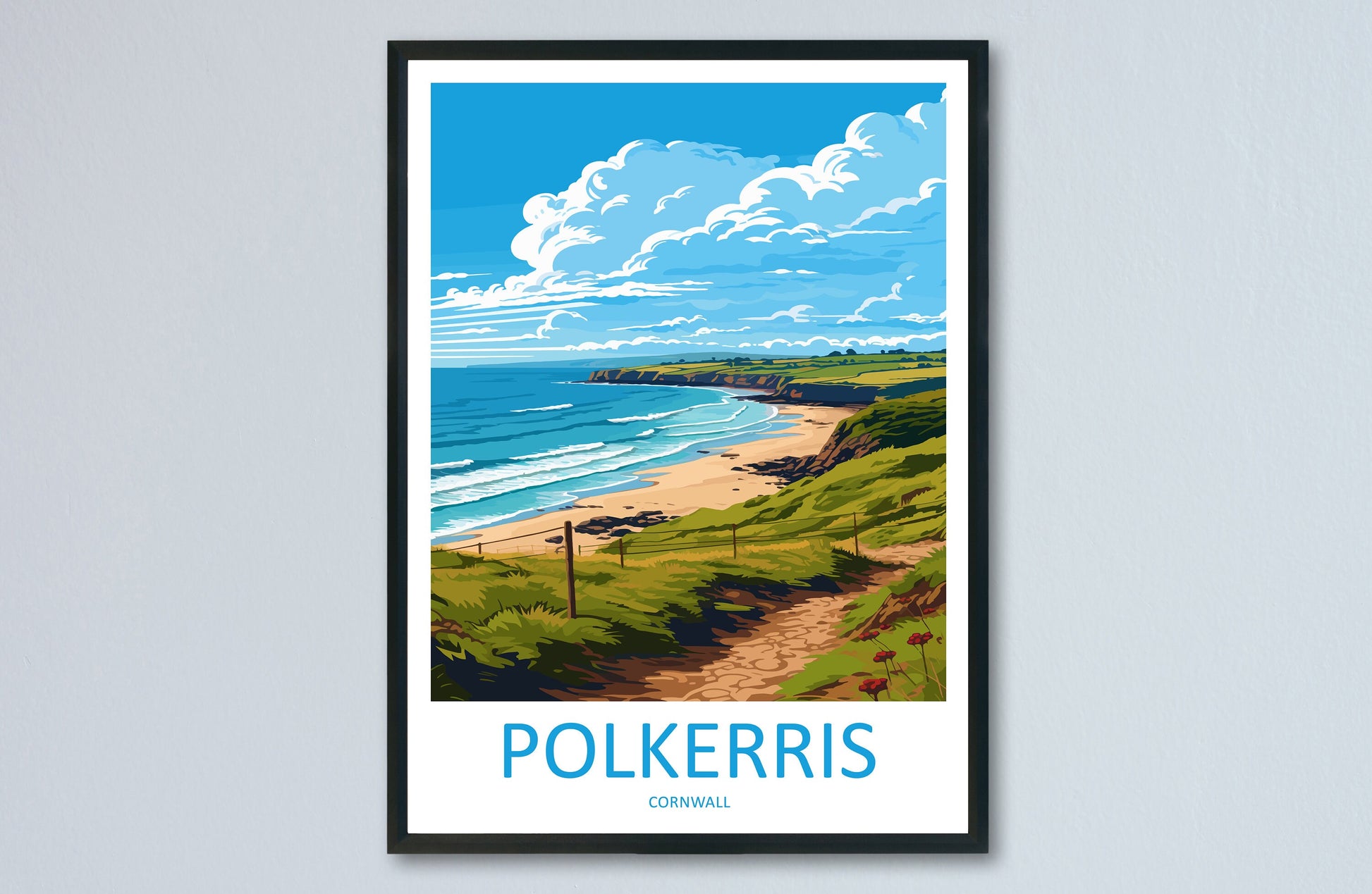Polkerris Travel Print Wall Art Polkerris Wall Hanging Home Décor Polkerris Gift Art Lovers Cornwall Art Polkerris Gift