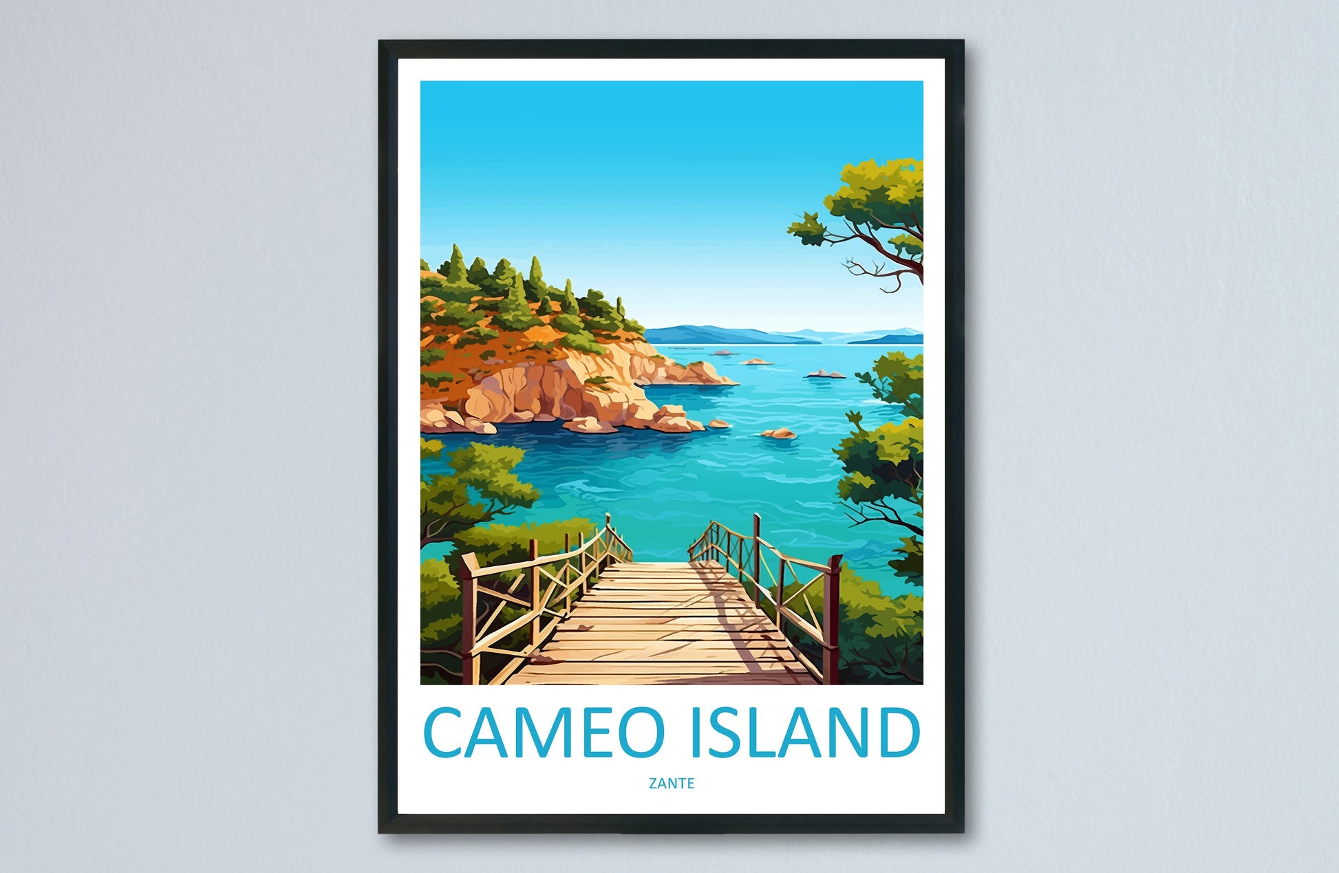 Cameo Island Travel Print Wall Art Cameo Island Wall Hanging Home Decor Cameo Island Gift Art Lovers Wall Art Print Athens Greece