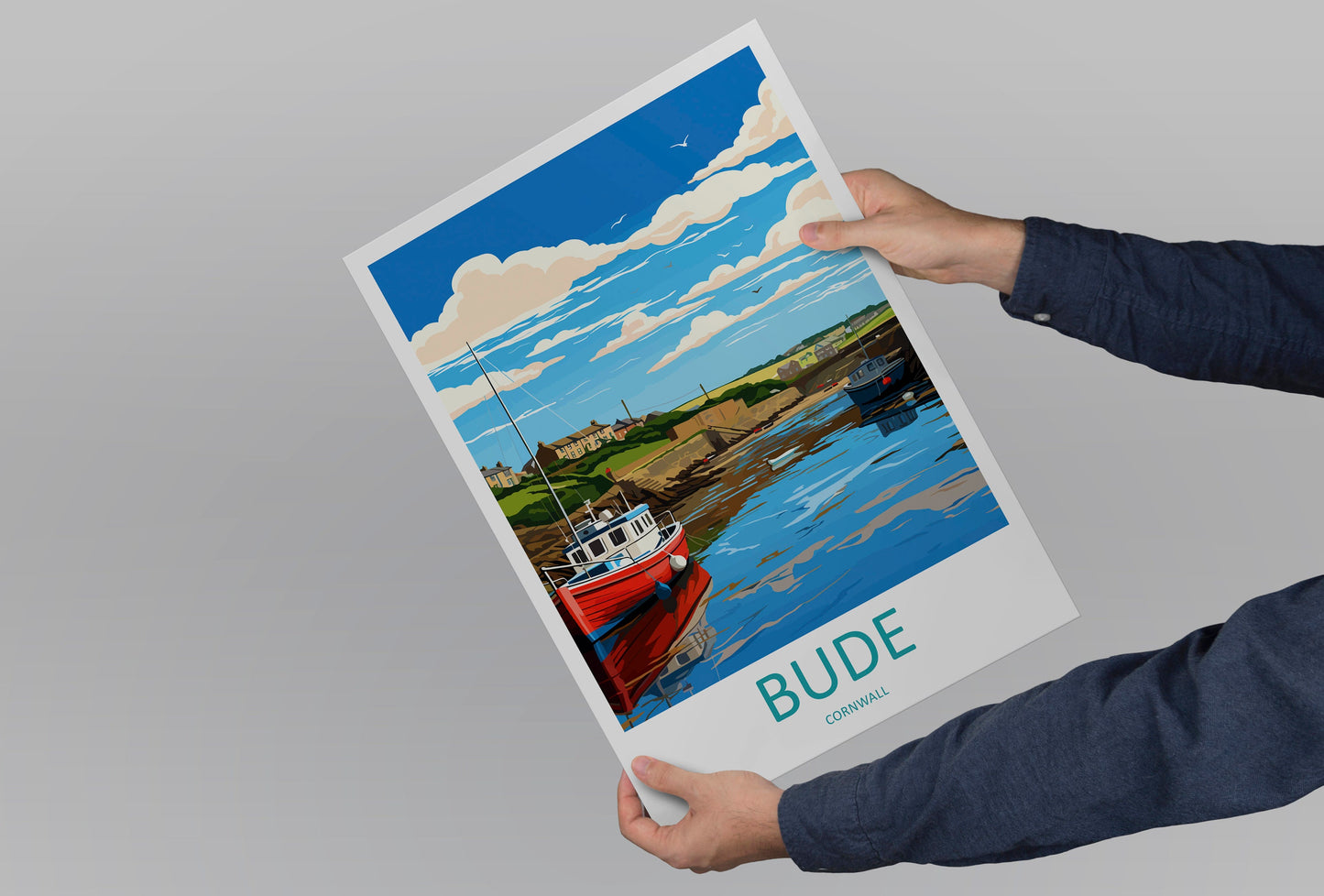 Bude Travel Print Wall Art Bude Wall Hanging Home Décor Bude Gift Art Lovers Cornwall Art Lover Gift