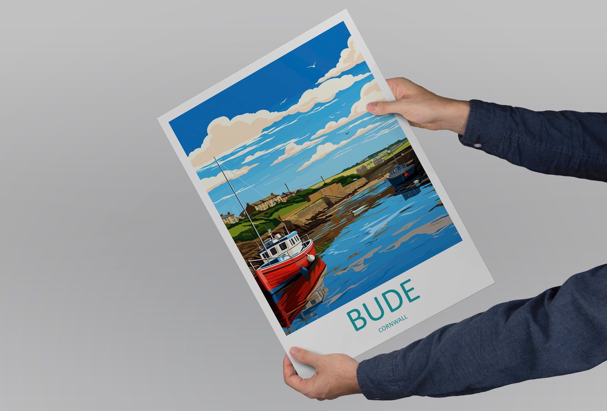 Bude Travel Print Wall Art Bude Wall Hanging Home Décor Bude Gift Art Lovers Cornwall Art Lover Gift