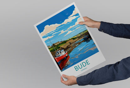 Bude Travel Print Wall Art Bude Wall Hanging Home Décor Bude Gift Art Lovers Cornwall Art Lover Gift