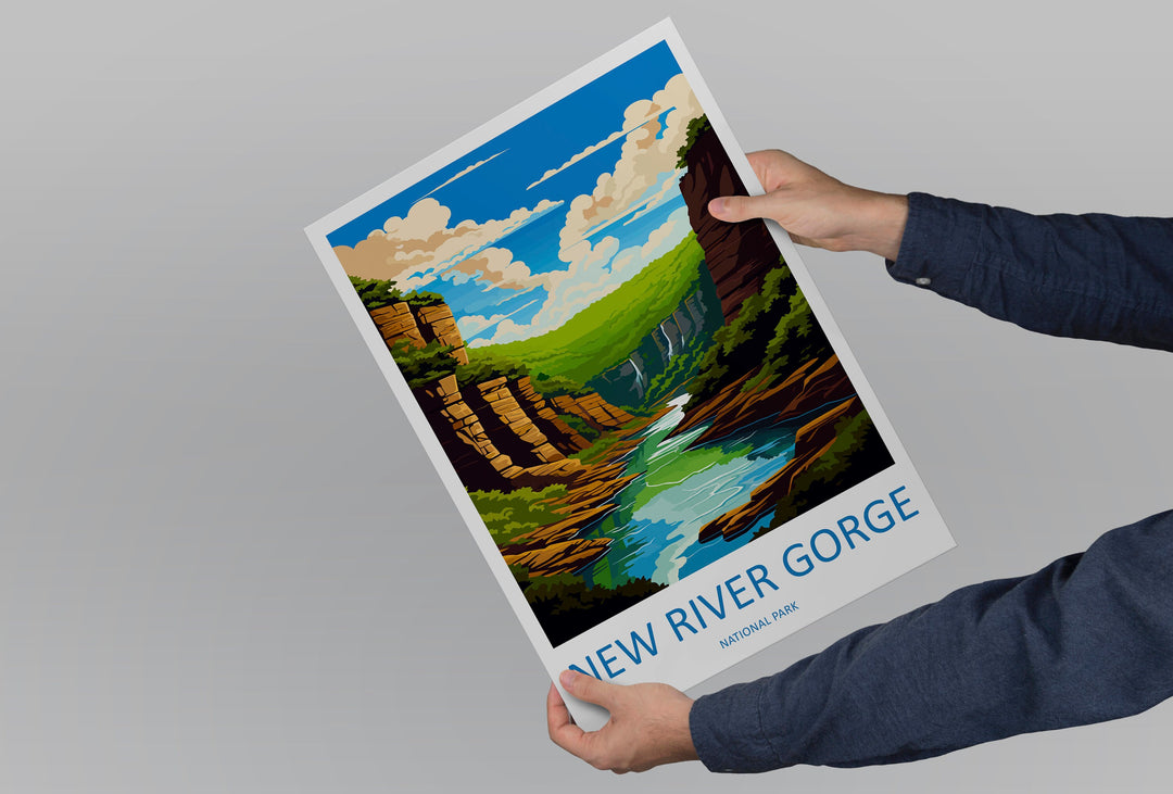 New River Gorge Print New River Gorge Home Décor National Park Art Print New River Gorge Wall Print For Park Gift Wall Hanging