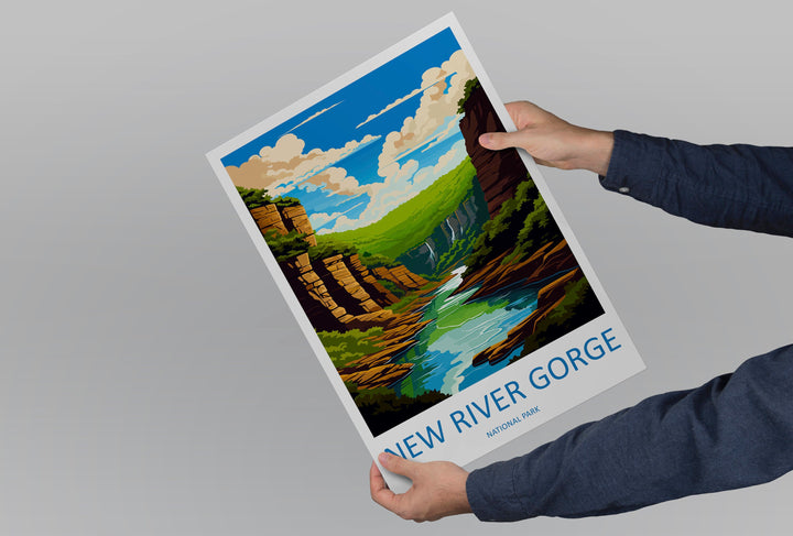 New River Gorge Print New River Gorge Home Décor National Park Art Print New River Gorge Wall Print For Park Gift Wall Hanging