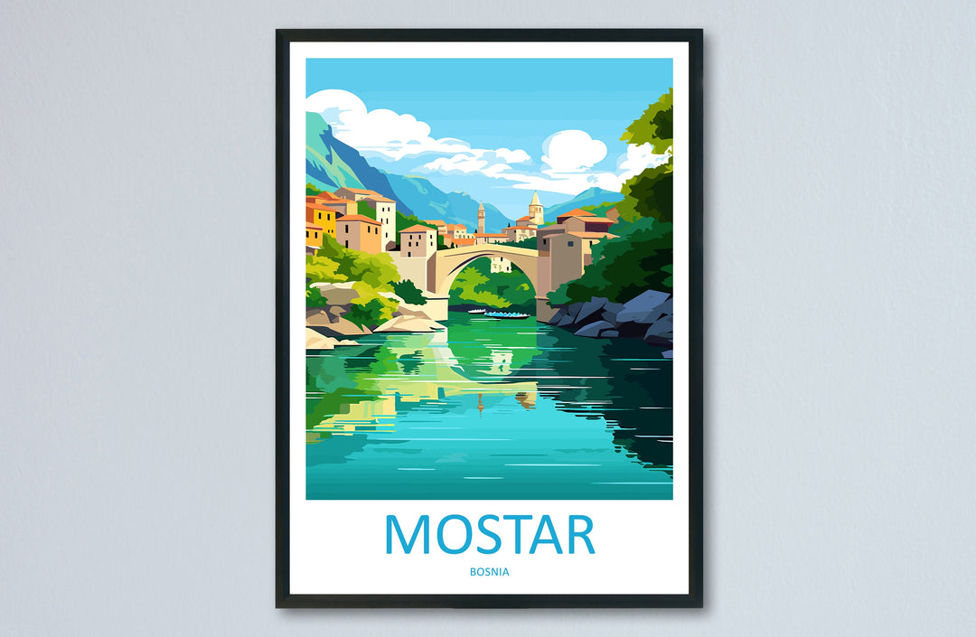 Mostar Travel Print Mostar Bosnia Home Décor Mostar Art Print Herzegovina City Room Print For Stari Most Bridge Koski Mehmed-Pasha Gift Art
