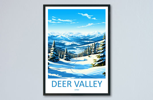 Deer Valley Travel Print Wall Art Deer Valley Wall Hanging Home Décor Deer Valley Art Lovers Utah Art Lover Gift