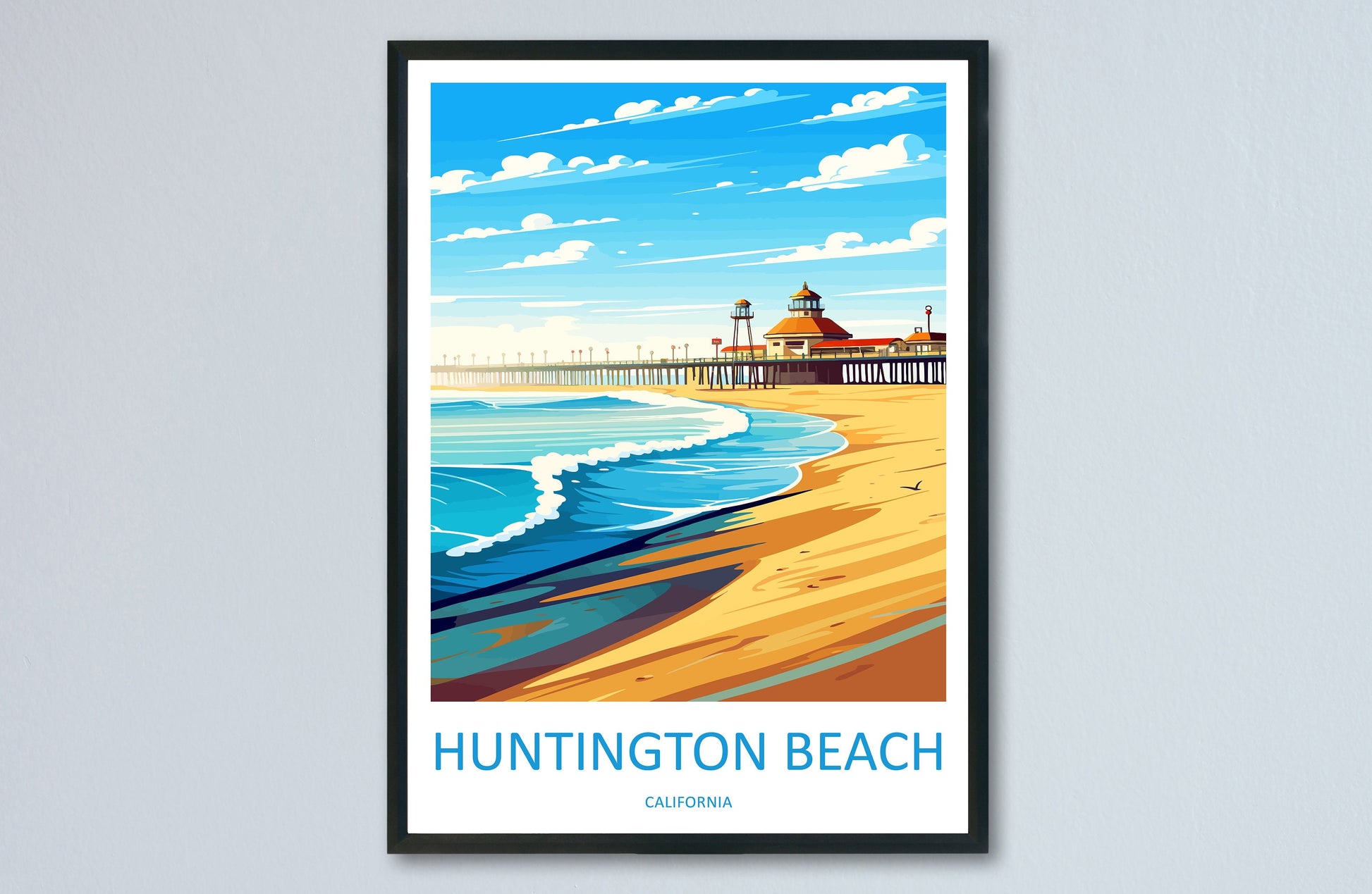 Huntington Beach Travel Print Wall Art Huntington Beach Wall Hanging Home Décor Huntington Beach Gift Art Lovers California Art Lover Gift