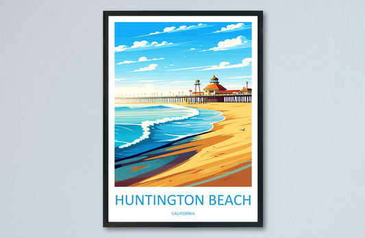 Huntington Beach Travel Print Wall Art Huntington Beach Wall Hanging Home Décor Huntington Beach Gift Art Lovers California Art Lover Gift