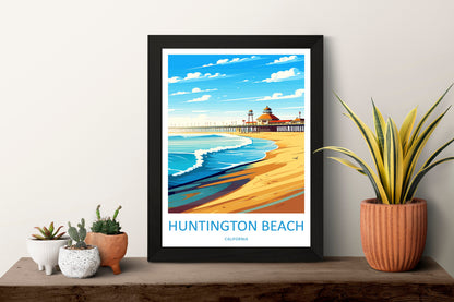 Huntington Beach Travel Print Wall Art Huntington Beach Wall Hanging Home Décor Huntington Beach Gift Art Lovers California Art Lover Gift