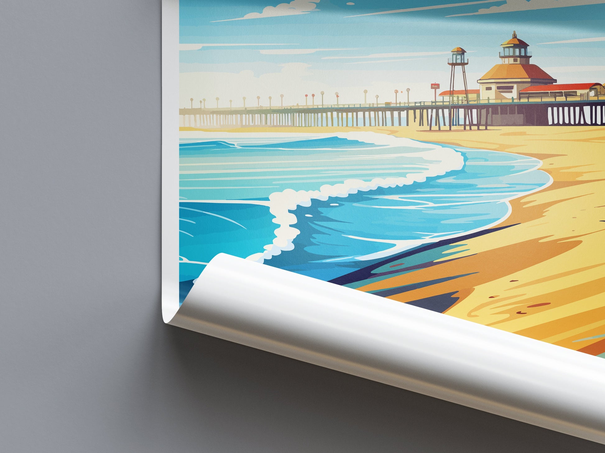 Huntington Beach Travel Print Wall Art Huntington Beach Wall Hanging Home Décor Huntington Beach Gift Art Lovers California Art Lover Gift