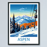 Aspen Travel Print Wall Art Aspen Wall Hanging Home Décor Aspen Gift Art Lovers Ski Art Lover Gift Aspen Print Skiing Aspen Ski Art Poster