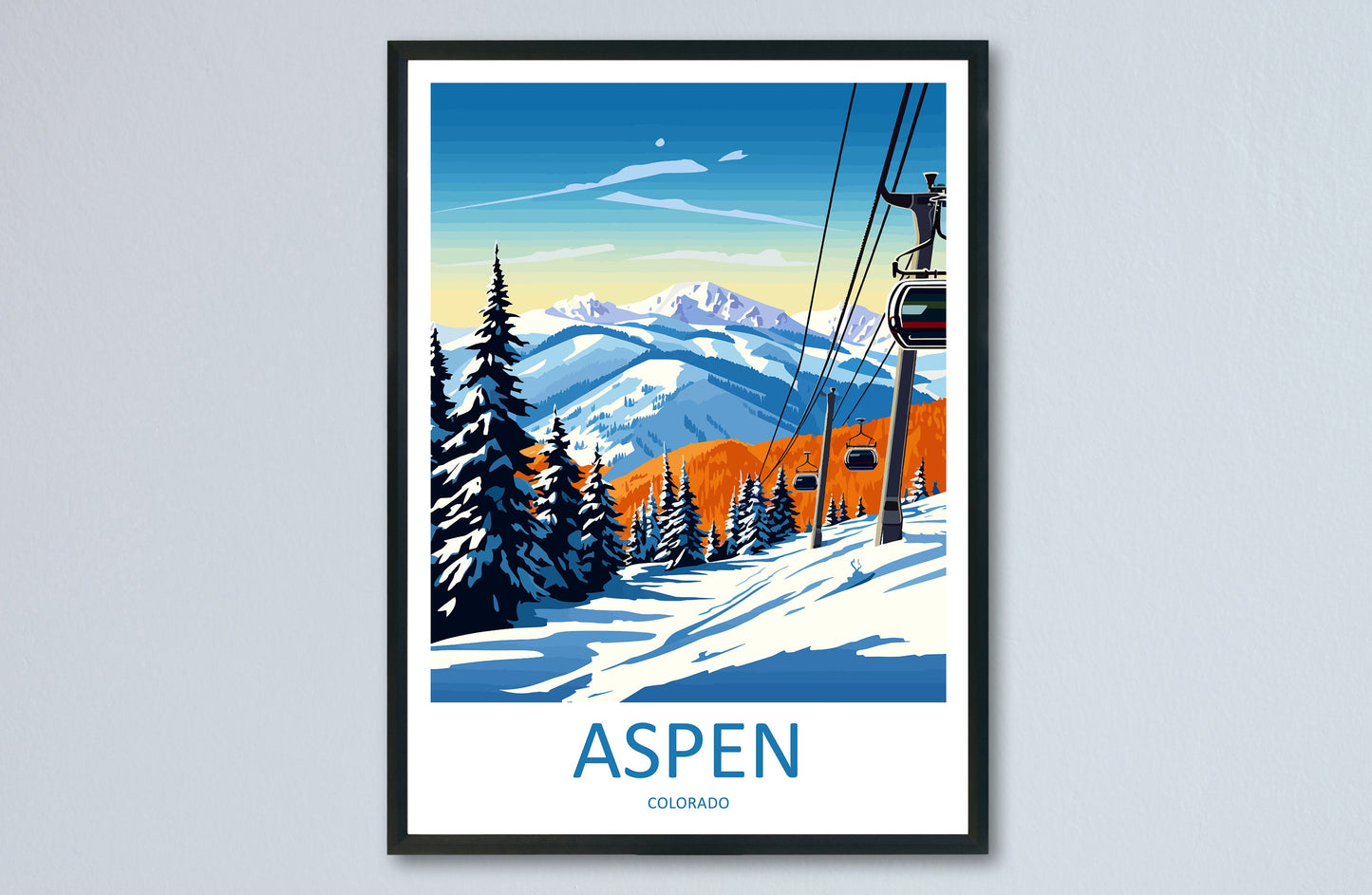Aspen Travel Print Wall Art Aspen Wall Hanging Home Décor Aspen Gift Art Lovers Ski Art Lover Gift Aspen Print Skiing Aspen Ski Art Poster