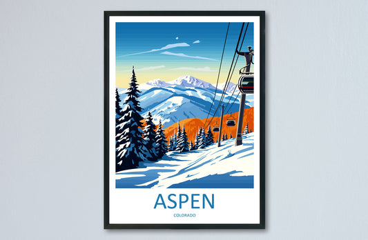 Aspen Travel Print Wall Art Aspen Wall Hanging Home Décor Aspen Gift Art Lovers Ski Art Lover Gift Aspen Print Skiing Aspen Ski Art Poster